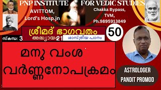 ശ്രീമദ്ഭാഗവതം- വ്യാഖ്യാനം. 50-സ്കന്ധം 3/21- മനു വംശ വർണ്ണനോപക്രമം