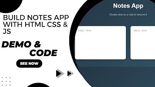 📝 Build a Simple Notes App with HTML, CSS, and JavaScript | Beginner Project Tutorial 🚀 | With Code