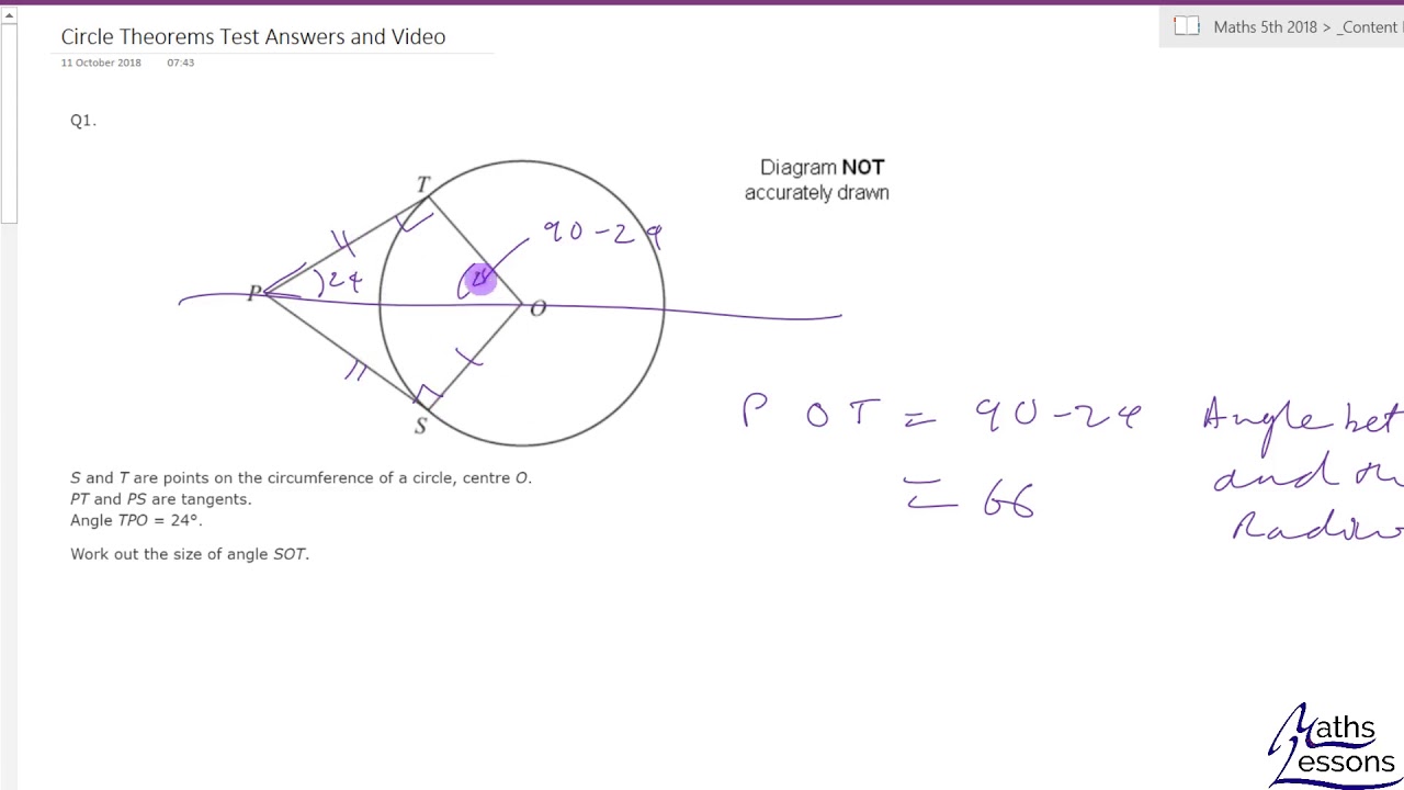 Circle Theorems Exam Questions Answers