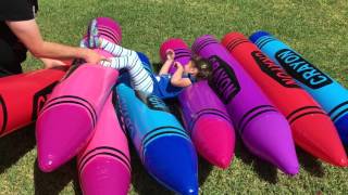 GIANT CRAYONS Inflatable Backyard Family Fun! Video 524