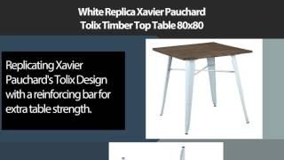 White Replica Xavier Pauchard Tolix Timber Top Table 80x80