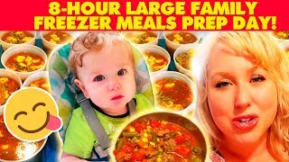8-Hour Large Family Freezer Meals Prep Day | Big Freezer Soups, Batch Cooking Meat, Mini Meatloaves!