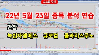 22년 5월 23일 종목 분석 연습 - 한창, 녹십자엠에스, 큐로컴, 폴라리스우노