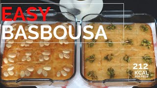 Coconut basbousa - easy semolina coconut cake - arabic dessert - طريقة سهلة لعمل بسبوسة جوز الهند