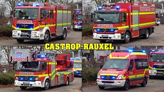 [Erweiterter LÖSCHZUG] - Feuerwehr CASTROP-RAUXEL | Alarm für ELW, HLF, GW-U, DLK \u0026 RTW zum VU