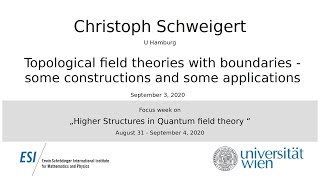 Christoph Schweigert - Topological field theories w. boundaries, some constructions and applications