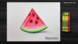 Easy Watermelon Drawing | for Beginners with Wax Crayons  #242