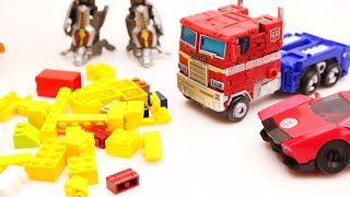 Transformers Bumblebee vs Optimus Prime Stop motion Robot Watch, Jazz, Police Car & Lego Grave theft