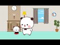 bdc563 ▶mishi got scared to puppy and went back😣🐶 animation peachgoma bubu dudu videos