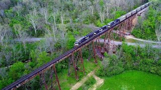 Chasing Norfolk Southern Trains Through Kentucky (CNO\u0026TP and Louisville Dist., Drone + 2 Trestles)