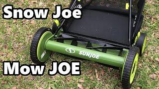 Sun Joe Reel Mower with Grass Catcher (SNOW JOE MOW JOE)  First Time Demo \u0026 Review on Grass