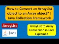 How to Convert an ArrayList object to an Array object? | Java Collection Framework