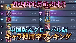 【ライコス】2024年6月(6.30付) 中国版＆グローバル版 使用率ランキング【聖闘士星矢ライジングコスモ】