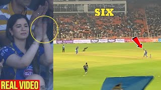 Sara Tendulkar Amazing Reaction On Arjun Tendulkar 1st Six In IPL 2023 During MI vs GT Match ||