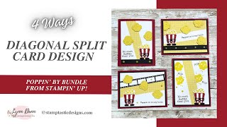 Simple Diagonal Split Card Design | 4 Ways