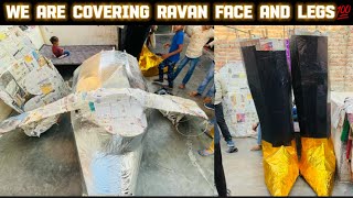 We are covering ravan face and legs (part 8)👌|| goutam arora || ravan making vlog 🫨#vlogging#ravan