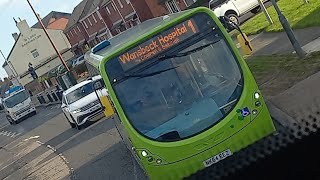 Arriva Northumbria 1586/NK64 EEZ On the 1 seen in Ashington area near to the town centre