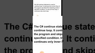 C# Continue Short | malayalam tutorial | csharp programming language