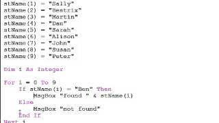 23. Introduction to Programming with VBA - Array Variable Linear Search