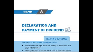 LAW-Declaration and Payment Of Dividend  [Chapter 8]for CA Inter/CS Students/Malayalam