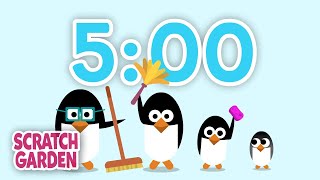 The Five-Minute Clean Up Timer Song | 5 Minute Count Down | Scratch Garden
