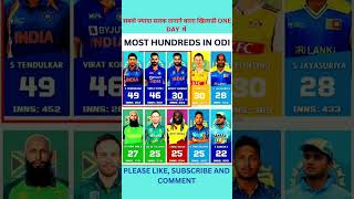 MOST HUNDREDS IN ODI |  One Day क्रिकेट में सबसे ज्यादा सतक लगाने वाले खिलाड़ी ।