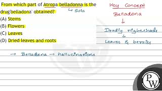 From which part of Atropa belladonna is the drug'belladona' obtained? (A) Stems (B) Flowers (C) ...