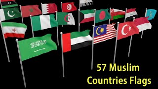 Flags and Countries name of 57 Islamic Cooperation members