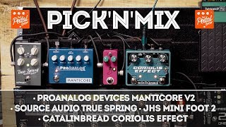 Source Audio True Spring, JHS Mini Foot 2, ProAnalog Manticore 2, Catalinbread Coriolis – Pick'N'Mix