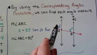 Geometry 3.2a, Corresponding Angles Postulate and Parallel lines