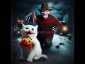 Cat Chased by Freddy Krueger on Halloween night #cat #aicat #cutecat #catlover #funny #shorts