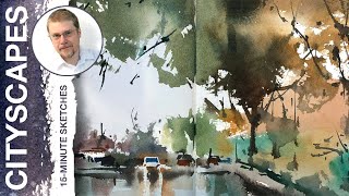 #115 Canadian Autumn Is Here (Watercolor Cityscape Tutorial)