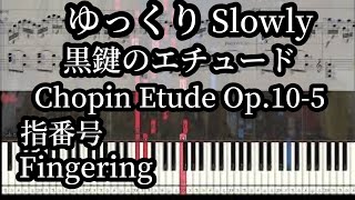 Chopin Etude Op.10-5 Black Keys Slow Piano Tutorial Fingering