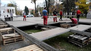 Bjelovar: Počeli radovi na postavljanju klizališta