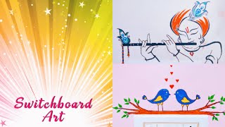Switchboard painting | Lord Krishna | Birds | Pandas | Tree | wall painting ideas