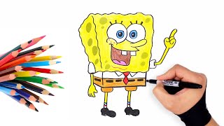 How to Draw Spongebob | Draw So Cute Cartoon | كيفية رسم سبونج بوب | رسم شخصيات كرتونية