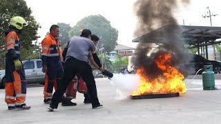 ฝึกอบรมหลักสูตร “การดับเพลิงขั้นต้น และการฝึกซ้อมอพยพหนีไฟ” ของบริษัท SCMA และ GIIC