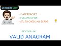 Valid Anagram | 2 Approaches | Leetcode-242 | UBER
