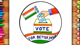 National Voters Day Easy Drawing | मतदाता जागरूकता ड्राइंग | Voters Awareness Drawing | Voters Day