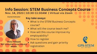 STEM Business Concepts for Scientists Info Session- Nov 2024