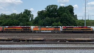 A Former BNSF with KCS Lettering, 153 and Multiple Trains Moving at Inman