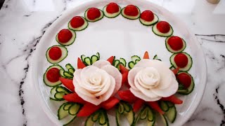 White Radish Show | Vegetable Carving Garnish | Radish Rose | Radish Flower