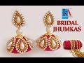 How to make designer bridal silk thread earrings-Jhumkas at Home - DIY