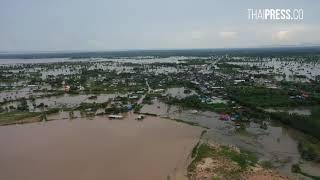 น้ำล้นบึงละหาน ทะลักเข้าท่วมบ้านหนองบัวใหญ่