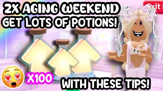 2X AGING WEEKEND! GET SO MANY POTIONS WITH THESE TIPS!🤫🥥#adoptmeroblox #preppyadoptme #preppyroblox