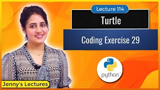 Turtle Coding Exercise for Beginners in Python |Exercise 29 | Python for Beginners #lec114
