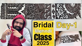 Bridal design class | day 1 | easy mehndi class 2024 by Hassan mehndi expert | mehndi design 2025..,