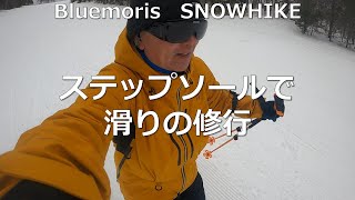 ブルーモリス　スノーハイク　ステップソールで滑りの修行