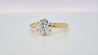 1.00 carat Six prongs labgrown diamond engagement ring yellow gold 18k - Orogem Jewelers