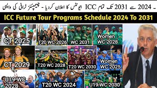 ICC events schedule from 2024-2031 | ICC Champion Trophy World Cup, T20 World Cup, Women's WC U19 WC